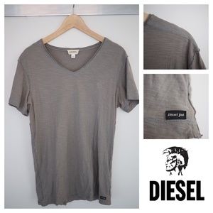 DIESEL Grey T-Shirt Medium V-Neck Mens S